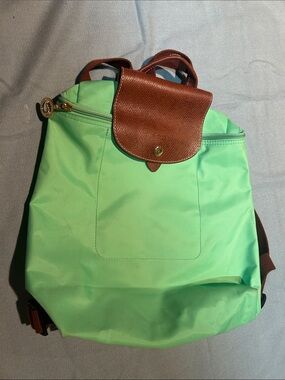 Longchamp backpack - Brown & Mint Green (Classic Casual Women's Bag)
